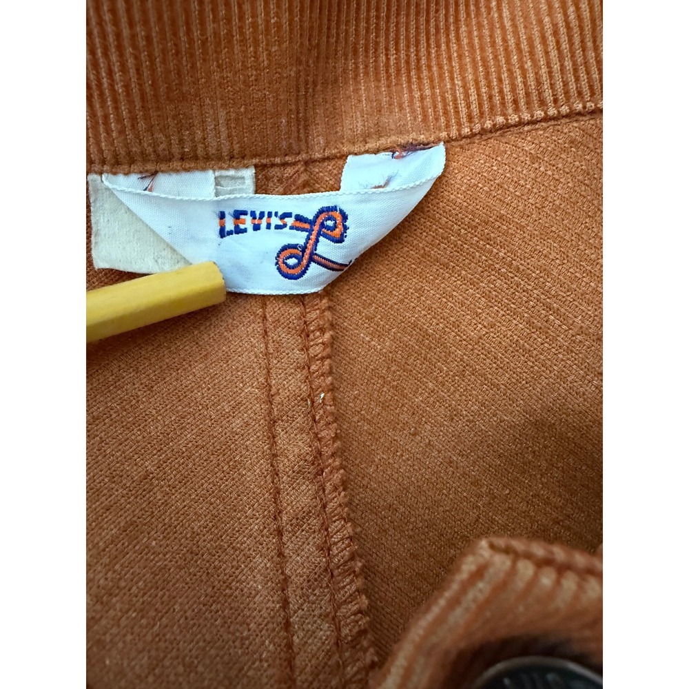 Vtg 70s Levis Corduroy Shirt Jacket Burnt Orange Rust 70s Button Front Pockets M - Picture 6 of 10